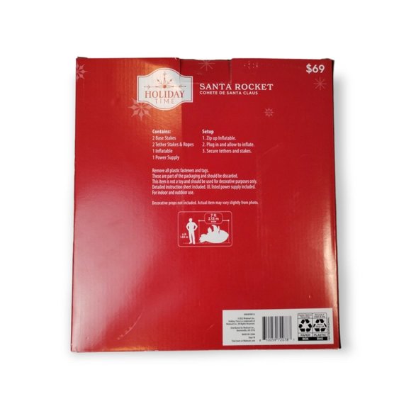 Holiday Time Santa Rocket 7ft Inflatable Yard Decor LED Flickering Lights - Picture 6 of 7